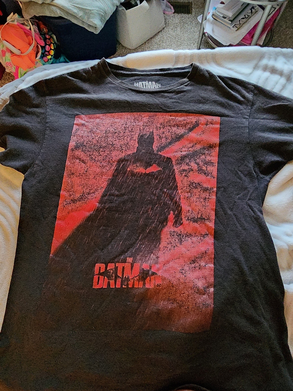 Batman Black Tee with Red Graphic Silhouette